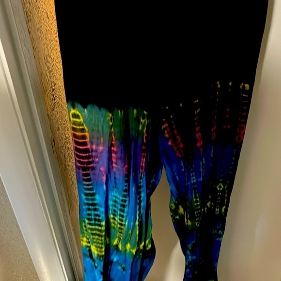 NWT sacred threads overalls black and tie dye size med lightweight - Picture 1 of 9